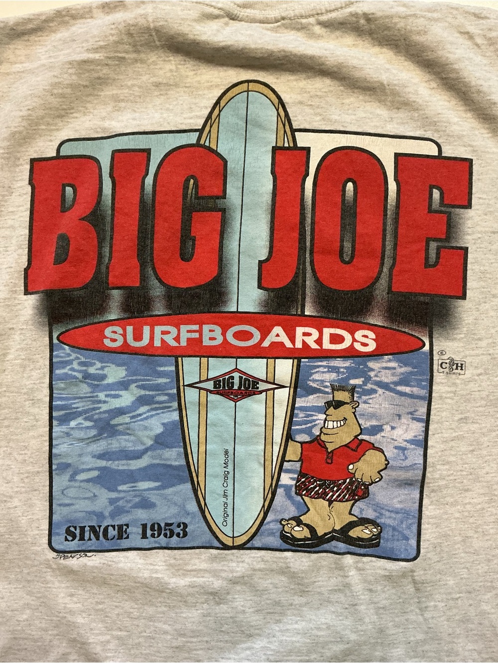 Vintage 90s Big Joe Surfboards Jim Craig Surf J Pearson Graphic Youth T-Shirt